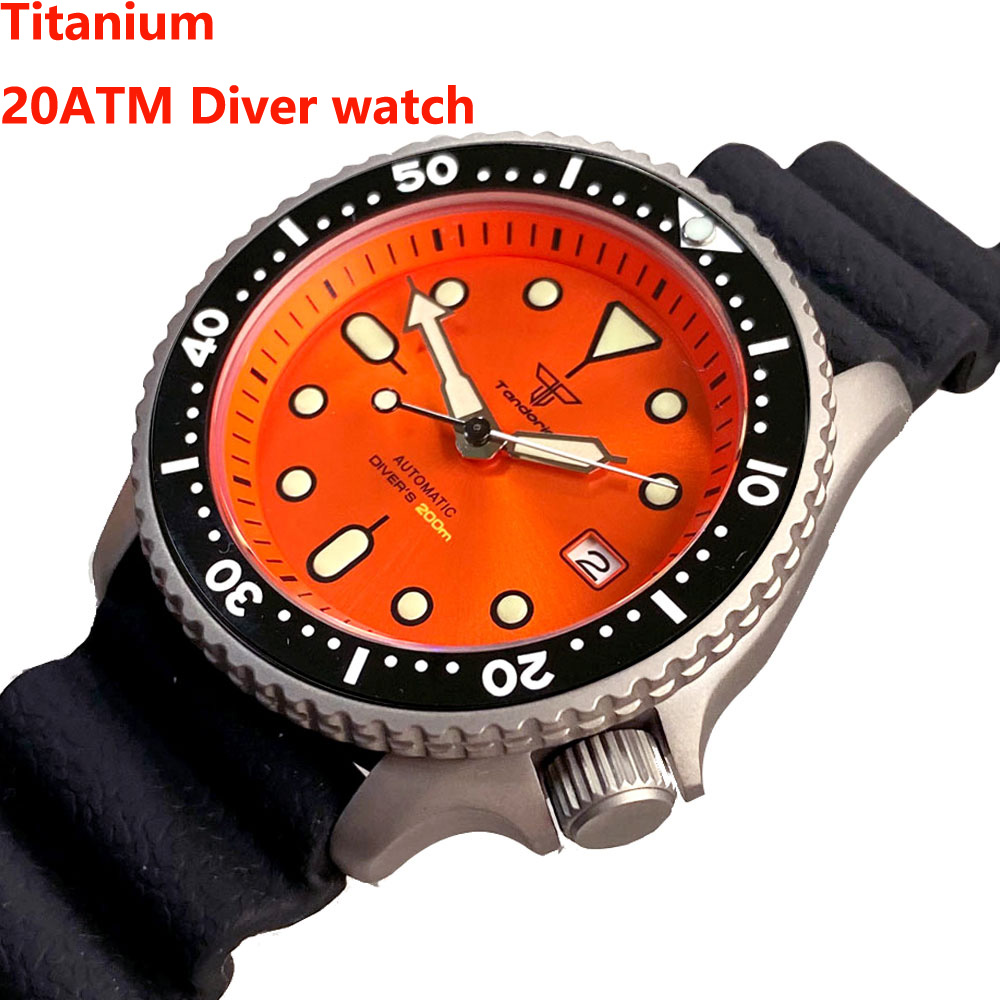 Rubber Strap Diver - Tandorio 41mm Titan NH35 Herrenuhr mit