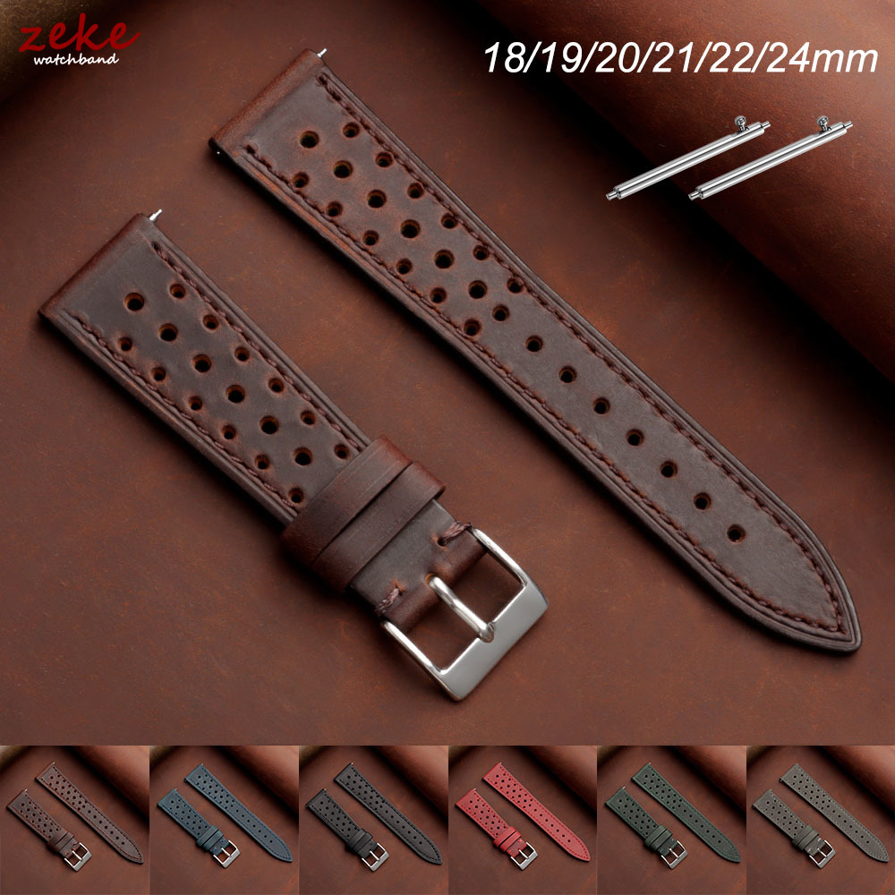Leather Strap Quick Release - Vintage Racing Leder-Uhrenarmband für Omega 18mm