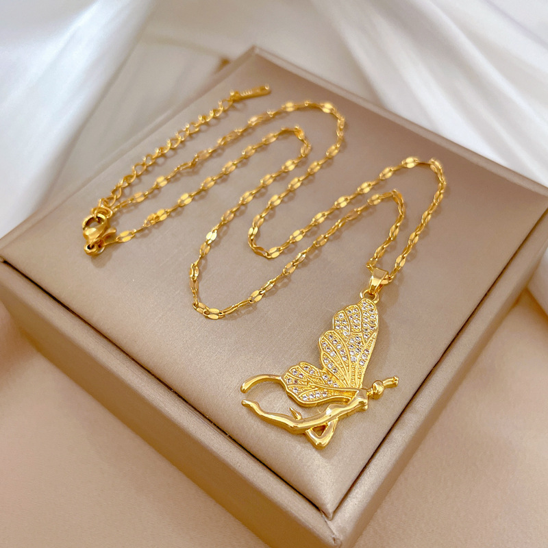 Butterfly Clasp Deployant - Modische Hochwertige Schmetterling-Anhänger-Halskette Damen-Accessoire Luxuriöse Vielseitige
