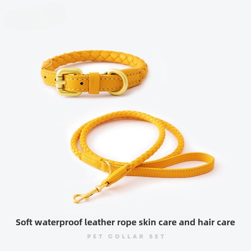 Leather Strap Quick Release - Loudik Großhandel geflochtene Leder-Hundeleine, verstellbares Haustierhalsband,