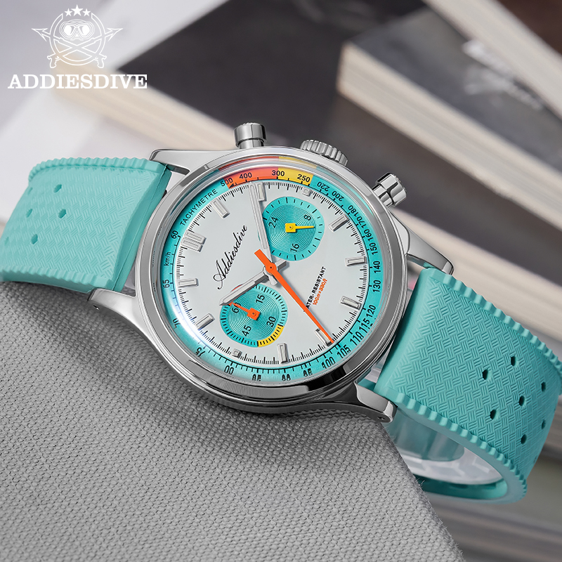 Rubber Strap Diver - ADDIESDIVE NEUE Multifunktions-Chronographenuhr mit gewölbtem Glas,